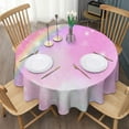 thumbnail image 3 of Pink Rainbow Romantic Round Table Cloth,Wrinkle Free Table Cover with Polyester,Waterproof Reusable Tablecloths for Kitchen Picnic Party (Round,60x60inch), 3 of 6