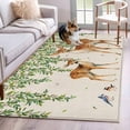 thumbnail image 5 of Area Rug 48×72in, Retro Deer Birds on Retro Linen Floor Carpet Living Room Rug, Watercolor Leaves Non-Slip Welcome Mat Indoor Rugs for Bedroom Dining Room, 5 of 9