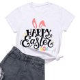 thumbnail image 3 of Toimothcn Women's Tee Shirt Happy Easter Letter Printed Short Sleeve T Shirts Soft Loose Comfortable Shirt Tops Comfy Women Easter Clothing, 3 of 3
