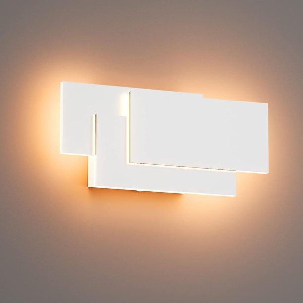 Aplique de pared LED blanco moderno, iluminación de sala de estar contemporánea, lámparas de pared con marco rectangular, aplique de pared de aluminio de silicona y metal de calidad para comedores,