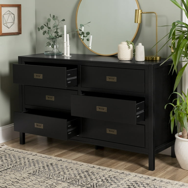 Walker Edison Annabelle Six Drawer Solid Wood Dresser, Black Walker Edison Annabelle Six Drawer Solid Wood Dresser, Black