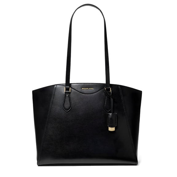 MICHAEL Michael Kors Taryn Large Top Zip Tote Bag, Black Leather