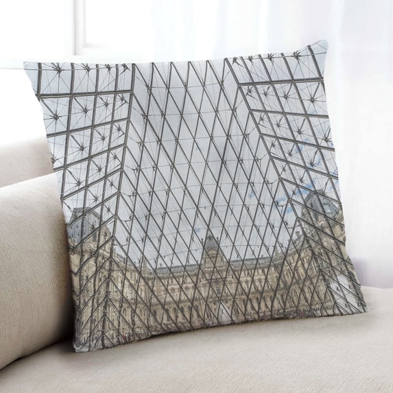 Ahgly Company Sites Louvre Museum Indoor Throw Pillow, 18 inch by 18 inch
