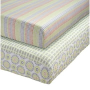Stork Craft Pattern Play Set of 2 Full-Size Fitted Crib Sheets, Green/Gray