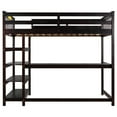 thumbnail image 6 of Twin Size Loft Bed with Storage Shelves and Built-in Desk, Wood Loft Bed Frame with Full-length Guardrails and Ladder for Kids Boys Girls Bedroom Dorm, Space Saving, Espresso, 6 of 7
