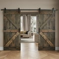 thumbnail image 4 of Coast Sequoia 76 in x 84 in K Series DIY Knotty Wood Double Sliding Barn Door With Hardware Kit (Kona Coffee), 4 of 5