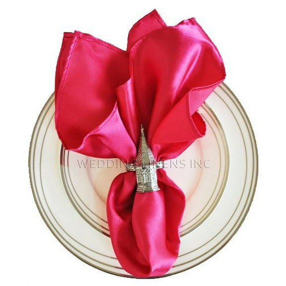 Wedding Linens Inc. (10pcs) 20'' x 20" Heavy Duty Satin Table Napkins Napkin for wedding Party Decorations Events - Fuchsia
