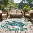 thumbnail image 5 of 5ft Round Rug, Teal Sea Turtle Coastal Non-Skid Rubber Backing Large Area Rugs - Living Room Bedroom Home Office, Summer Beach Nautical Starfish Retro Indoor Floor Mat Carpets Washable Rug, 5 of 9
