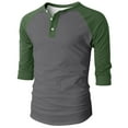 thumbnail image 4 of USNSM Mens Casual Slim Fit T-Shirts Henley Shirts Raglan 3/4 Sleeve Jersey Lightweight Breathable Round Neck T Shirts Green XL, 4 of 7