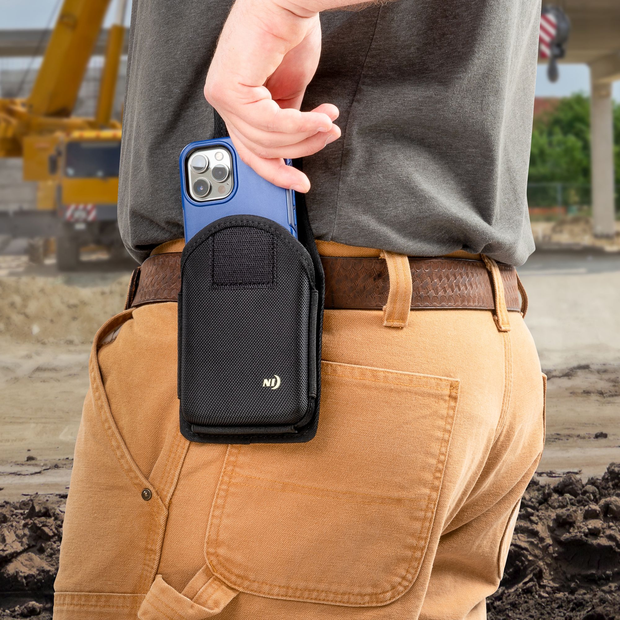 Clip Case Hardshell Vertical Universal Rugged Holster - XXL - Black