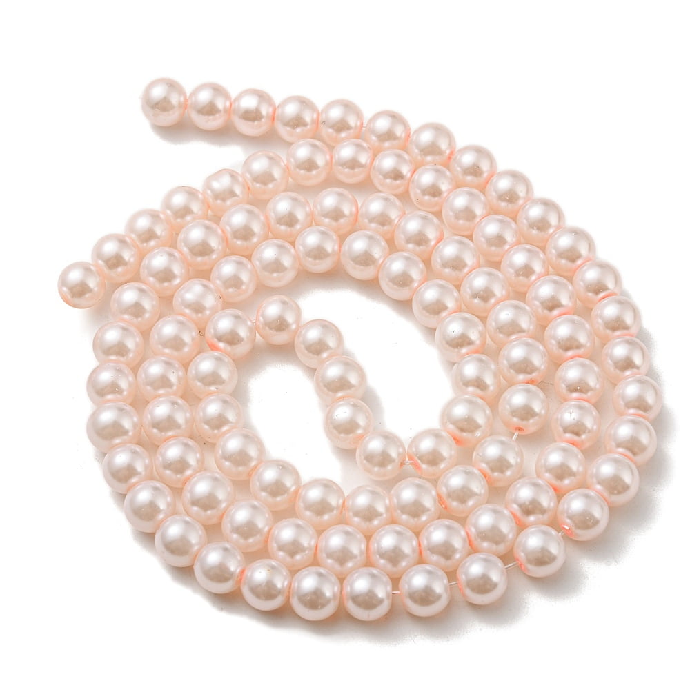 Baking Painted Pearlized Glass Pearl Round Bead Strands Old Lace 8mm Hole: 1mm 108~109pcs/strand 31.10~31.50''(79~80cm)