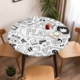 thumbnail image 5 of Video Games Elastic Fitted Round Table Cover Monochrome Sketch Gaming Monitor Device Waterproof Outdoor Tablecloth for Holiday Party, Picnic, Patio & Dining Fits Tables Up to 36"-44", 5 of 8