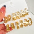 thumbnail image 2 of Golden personality, unique texture, versatile earrings, creative retro C-shaped earrings set, 3-piece set Couple jewelry Valentine's Day gift, 2 of 5