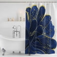 thumbnail image 4 of Navy Blue Gold Waterproof Fabric Shower Curtain,Abstract Line Art Troditional Ink Painting Waterproof Fabric Shower Curtain for Bathroom Bathtubs Shower Curtains with 12 Hooks Extra Long 72x84, 4 of 8