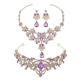 thumbnail image 3 of Purple Bridal Crown Jewelry Set Dangling Earrings Necklace for Brides Wedding Birthday 1 Set, 3 of 5