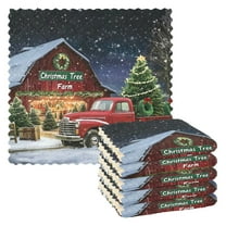 Ryvnso Truck Christmas Tree Kitchen Towels Dish Clothes for Drying Dishes Cleaning Absorbent Set of 6