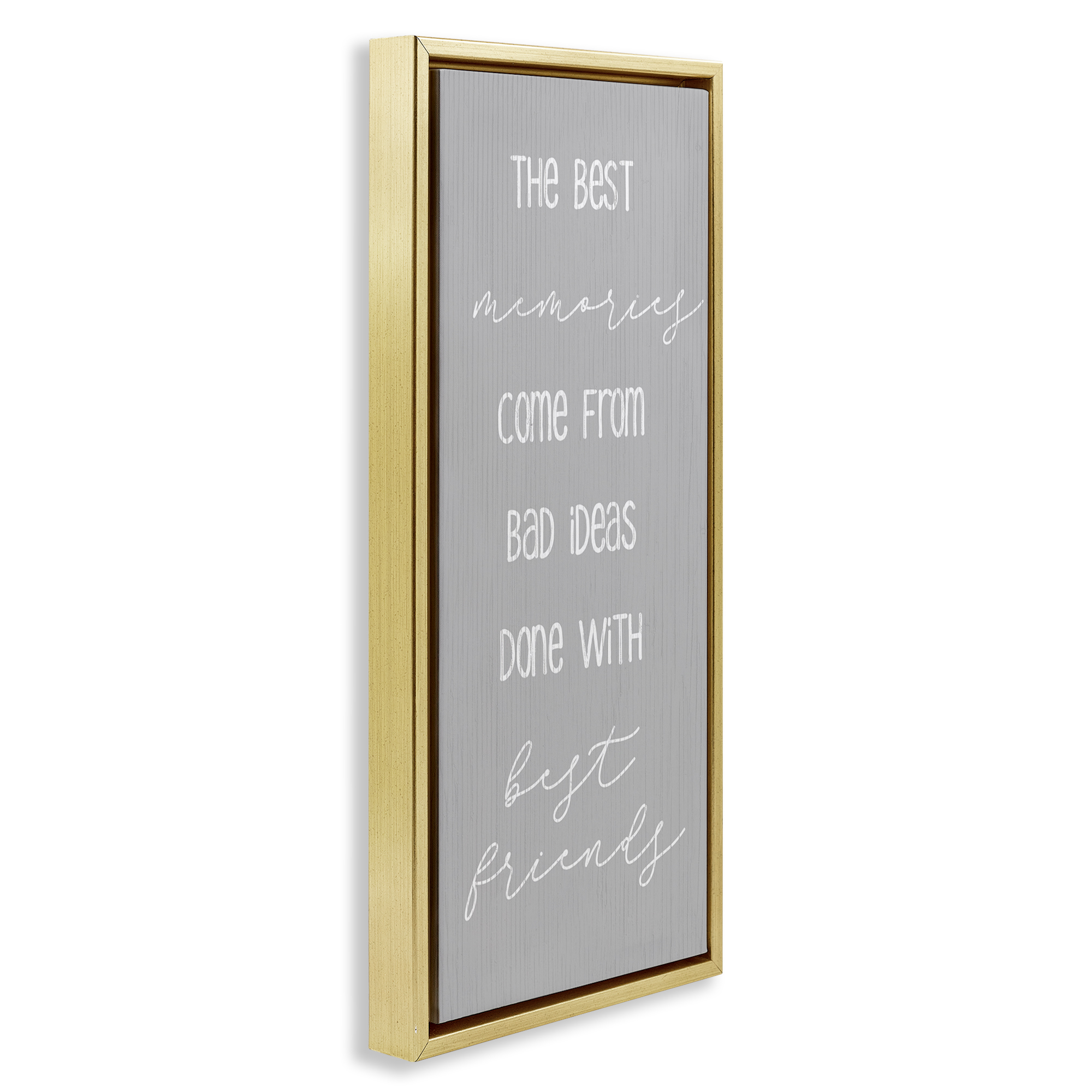 Stupell Industries Bad Ideas with Friends Typography Painting Gold Floater Framed Art Print Wall Art, 15 x 31