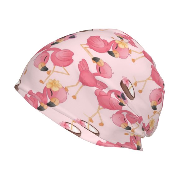 Salouo Summer Flamingo Print Unisex Beanie Hat,Knitted Baggy Skull Cap Winter Warm Hats Beanie Sleep Hats Cancer Headwear Caps for Women & Men 1 Pieces