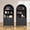 Black Accent2, variant on mopio Lauren 65.4" Short Arched Cabinet, 5-Tier Arched Bookcase with Doors and Shelves, Mini Arch Bookshelf with Storage, Wooden Storage Cabinet for Living Room and Kitchen Pantry (Oak)