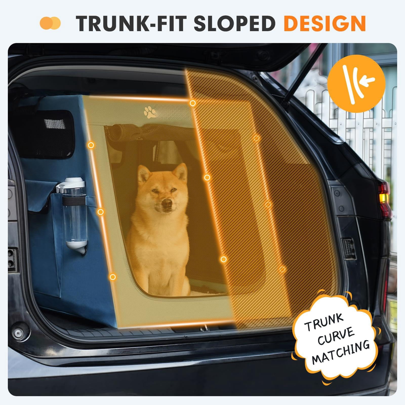 Portable Dog Crate For Car Travel  Collapsible Large With Metal Frame & 3-door Mesh Windows Secures In Trunk/backseat Soft-sided Kennel Carrier Medium Dogs-l