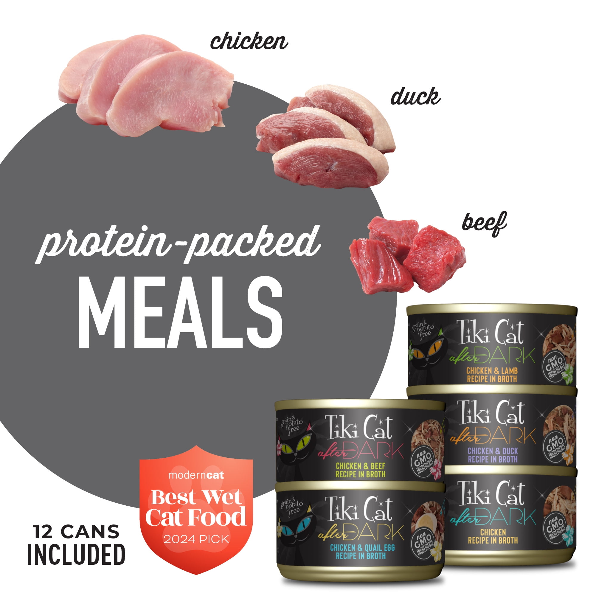Tiki Cat After Dark Whole Foods Wet Cat Food, Variety Pack, 2.8 oz. Can (12 Count)