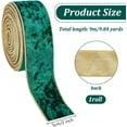 thumbnail image 2 of 9.8 Yards Sea Green Velvet Wired Ribbon 2 inch Wide Velvet Ribbon Single Sided Velvet Fabric Ribbon Trim Gold Edged Velvet Ribbon with Gold Back, 2 of 6