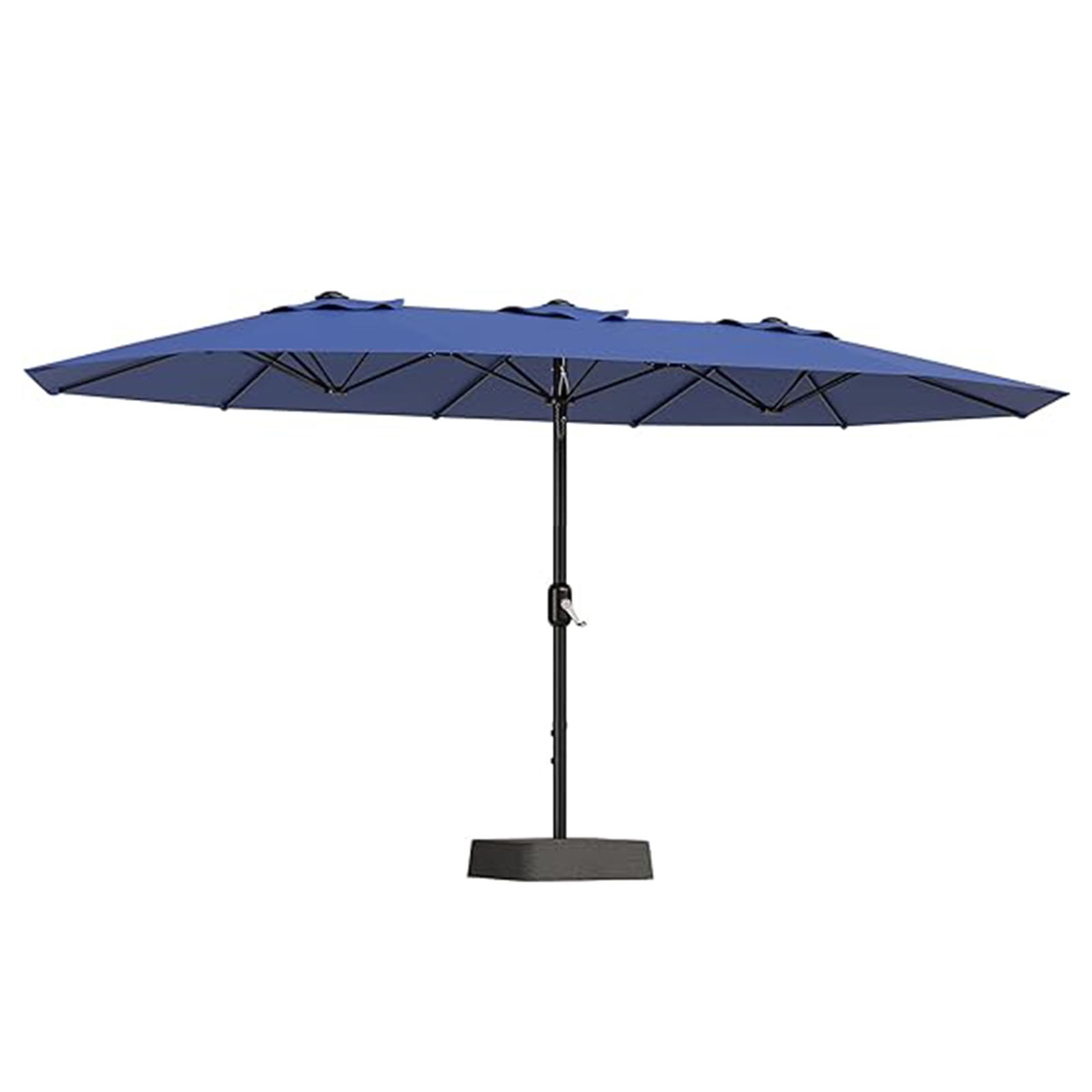Lumiparty 15FT Large Patio Umbrella with Base Included, Double-Sided Rectangle Market Umbrella with Cross Base and Sandbag for Pool Lawn Garden, Navy Blue