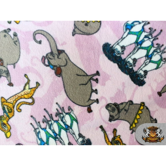 Fleece Fabric Printed *MADAGASCAR 3 PINK* 58" Wide Sold By the Yard N-398