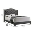 thumbnail image 5 of Fabric Upholstered Wooden Demi Wing Queen Bed with Camelback HeadboardGray - Saltoro Sherpi, 5 of 5