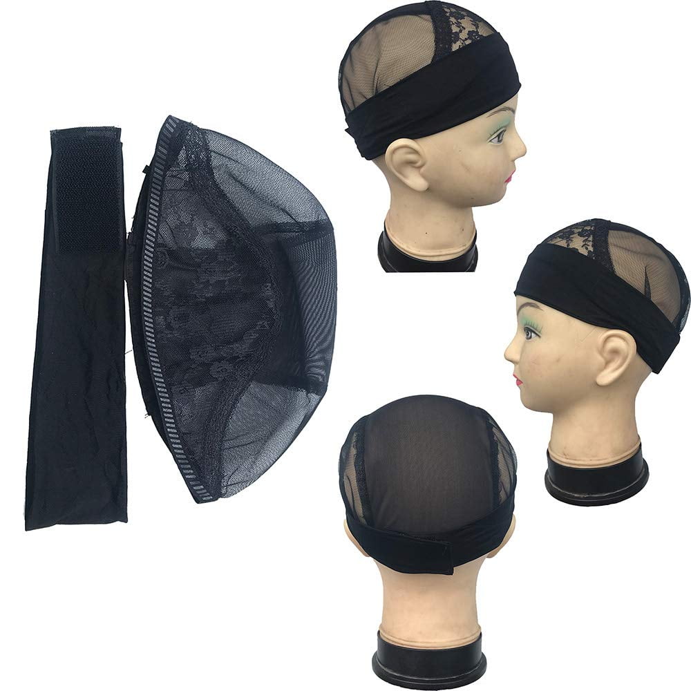 3 Pcs Headband Wig Cap- Wig Grip Cap for Wig Making with Adjustable Hook  and Loop Fastener Elastic Wig Band Suitable21-25 inches head (3pcs, Black)  