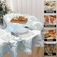 thumbnail image 3 of Nautical Coastal Round Tablecloth 60 Inch Summer Blue Ocean Coral Starfish Seashell Print Table Cloth Beach Theme Washable Polyester Table Cover for Kitchen Dining Room Party Indoor Outdoor Home Decor, 3 of 6