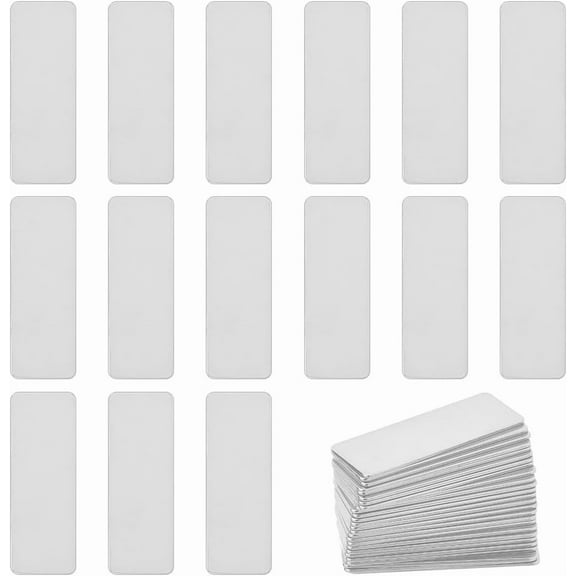 1 set 30pcs 304 Stainless Steel Cabochons Stamping Blank Tag Rectangle Stainless Steel color 50x18x1mm