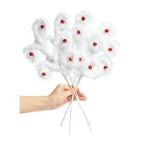 4Pcs Furry Christmas Tree Picks Topper Decorations, 17.72Inch White Spiral Curly Christmas Picks and Sprays Stems for Xmas Tree Home Holiday Flower Arrangements Wreath Craft Vase Filler