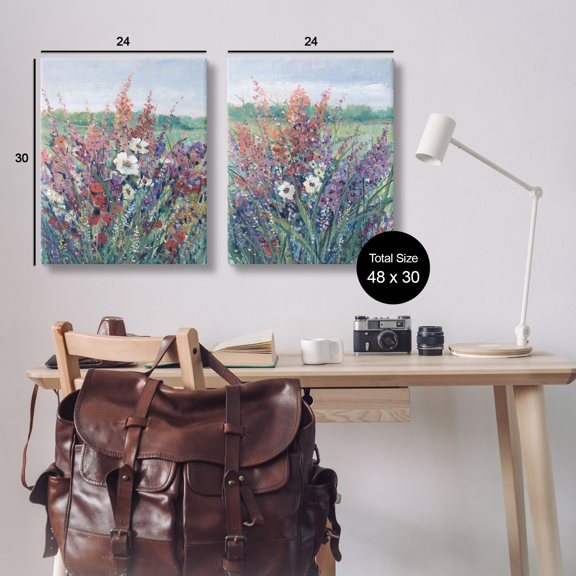 Stupell Industries Blooming Meadow Plants Botanical & Floral Painting Gallery Wrapped Canvas Art Print Wall Art, 24 x 30, Set of 2