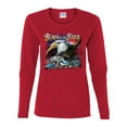 thumbnail image 2 of Wild Bobby, Born To Be Free Blad Eagle and American Flag Cars and Trucks Womens Graphic Long Sleeve T-Shirt, Red, Large, 2 of 3