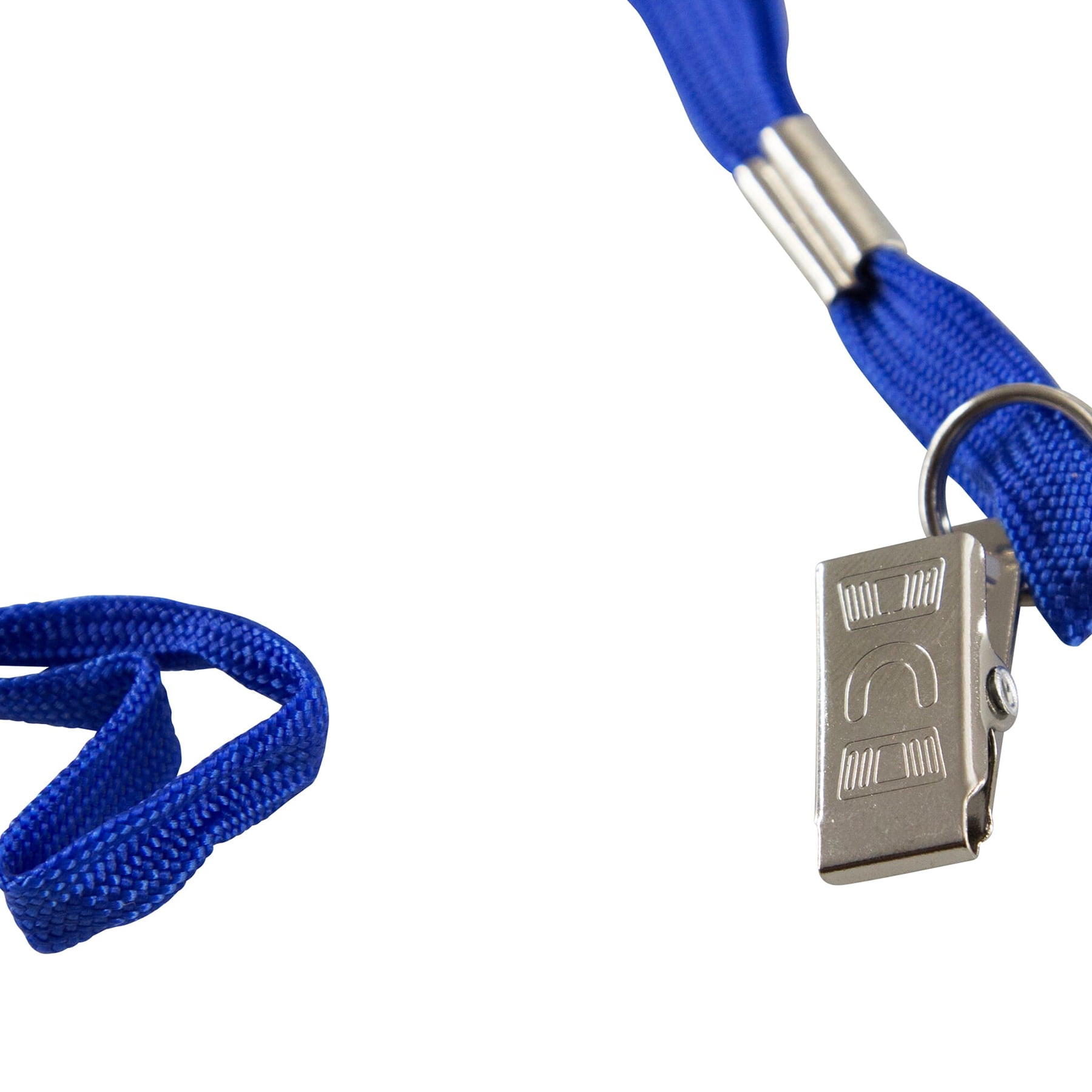 SICURIX Flat Lanyard with Bulldog Clip, Blue, Pack of 100