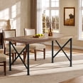 thumbnail image 5 of Solid Wood Dining Table for 4-6, 63 inch Industrial Rectangular Kitchen Table with Spacious Tabletop, Sturdy X-Shaped Metal Legs, Brown and Black, 5 of 10