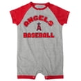 thumbnail image 2 of Infant  Heather Gray Los Angeles Angels Extra Base Hit Raglan Full-Snap Romper, 2 of 3