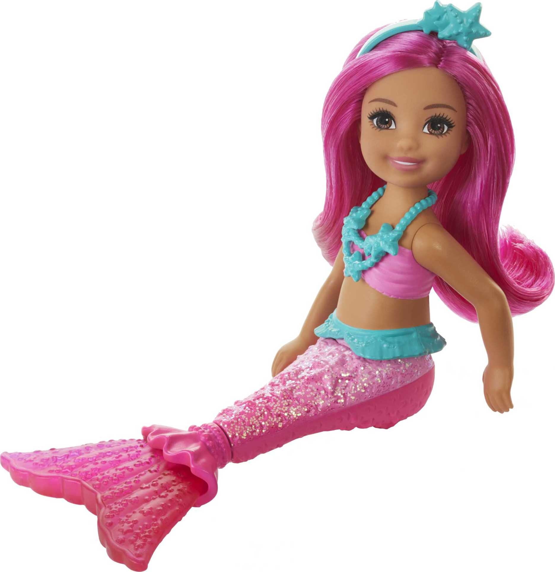 Barbie Dreamtopia Chelsea Mermaid Small Doll Pink Hair & Tail, Tiara Accessory (6.5-inch)