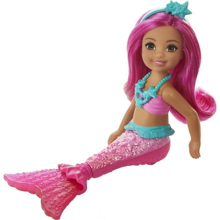 Barbie Dreamtopia Chelsea Mermaid Small Doll with Pink Hair & Tail, Tiara Accessory (6.5-inch)