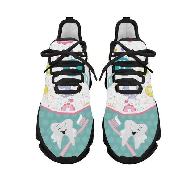 Zapatos para el cuidado dental, zapatillas transpirables para caminar en primavera y otoño, de malla resistente a la suciedad y con absorción de impactos para correr al aire libre para mujeres.