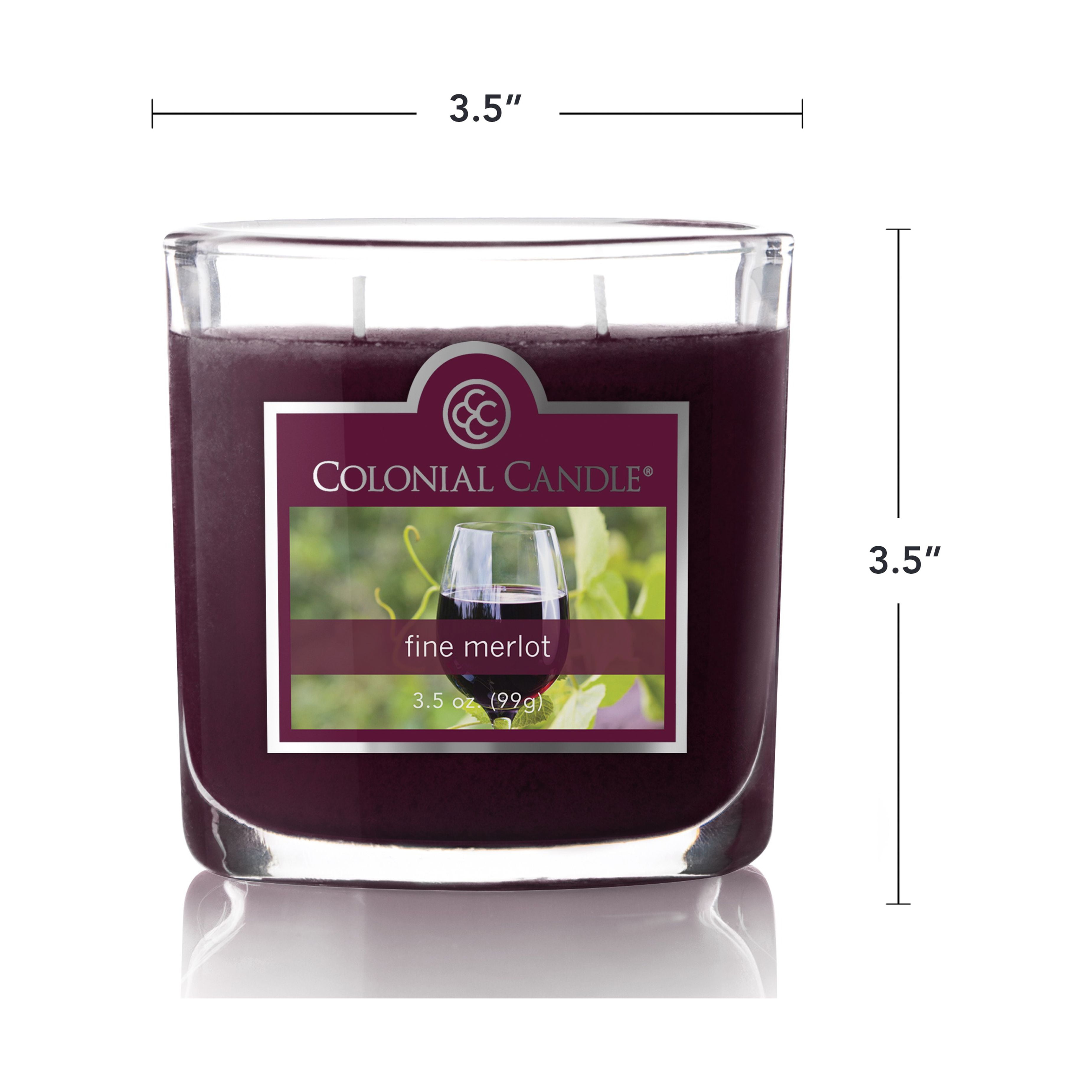 Colonial Candle Fine Merlot Scented Jar Candle - Classic Oval Jar - 2 Wick - 3.5 oz - 20h Burn