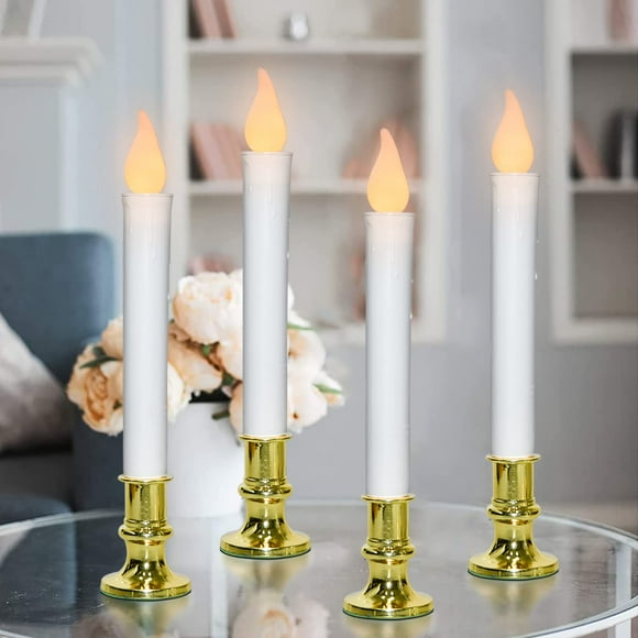 Velas navideñas con pilas SUNSGNE LED de 9 pulgadas, paquete de 4 unidades
