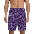 thumbnail image 3 of Lsque Purple Leopard Mens Sleep Pajama Shorts,Short Pajama Pants, Cotton Ultra-Soft Knit-Small, 3 of 9