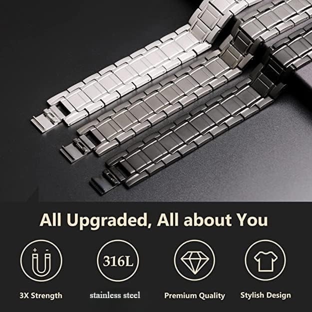 Magnetic Bracelets for Men, Stainless Steel Bracelets with 3X Magnets，8.6inches（22cm）