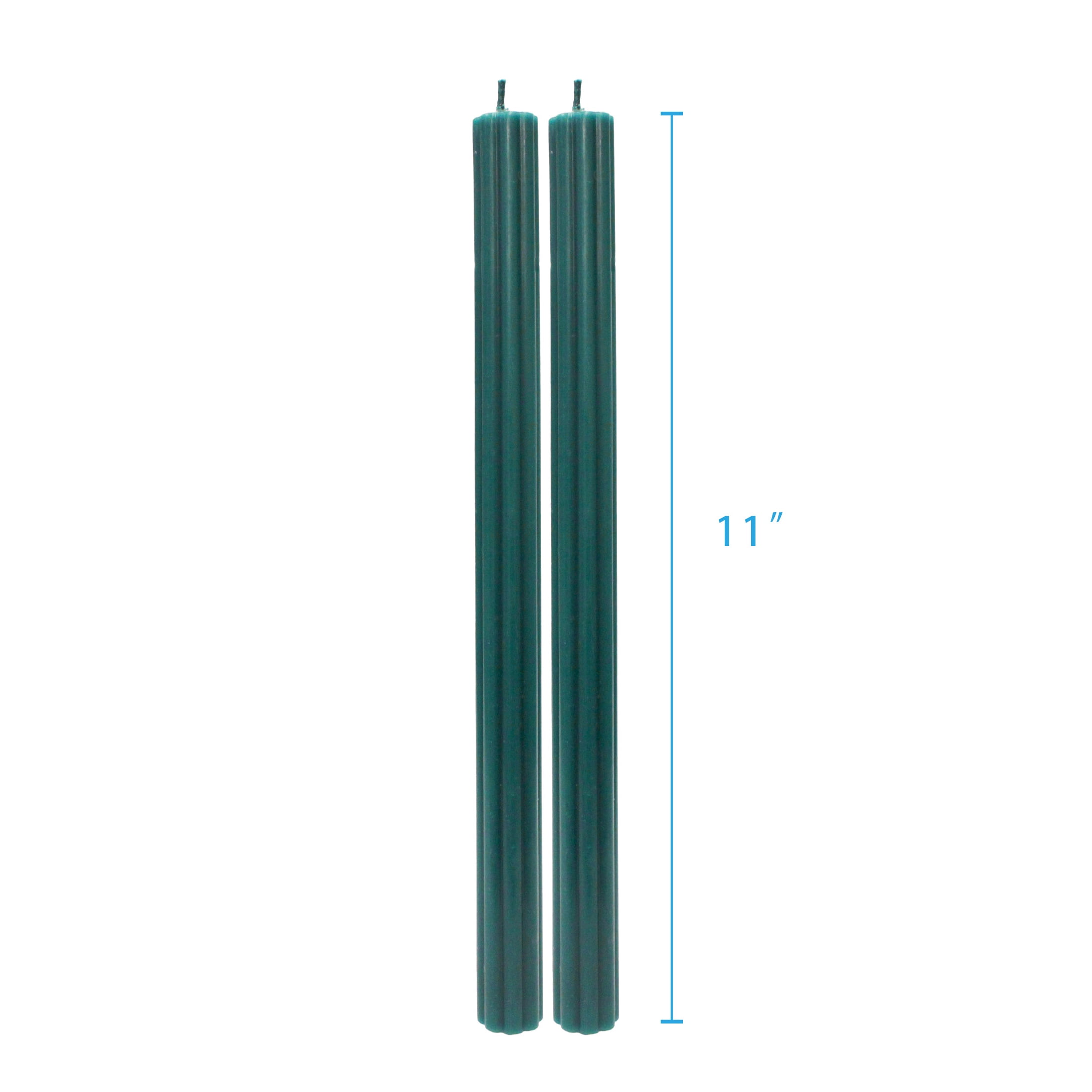 Better Homes & Gardens Unscented Dark Green Taper Candles, 2-Pack, 11 in
