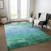 Addison Rugs Chantille Indoor/Outdoor Transitional Stripes Teal Washable Rectangle Rug, 2'6" x 3'10"