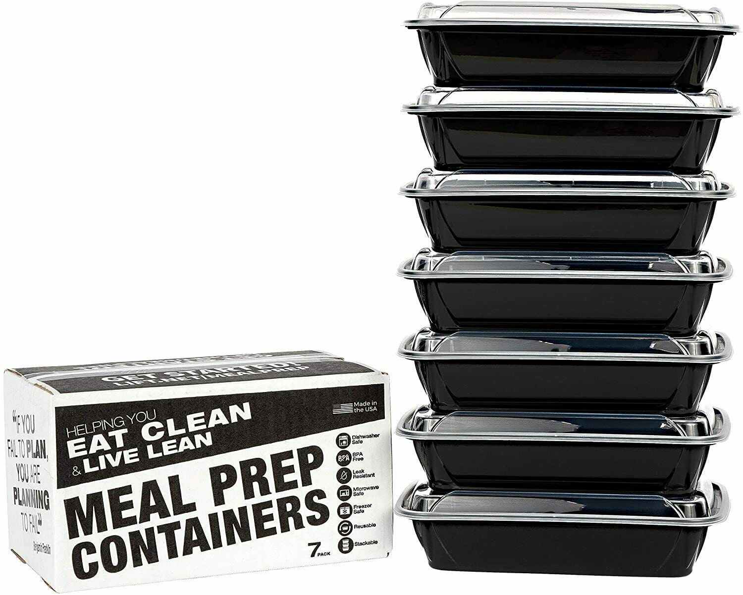 7 Pack 28 Oz Meal Prep Containers Reusable Food Storage Disposable Plastic