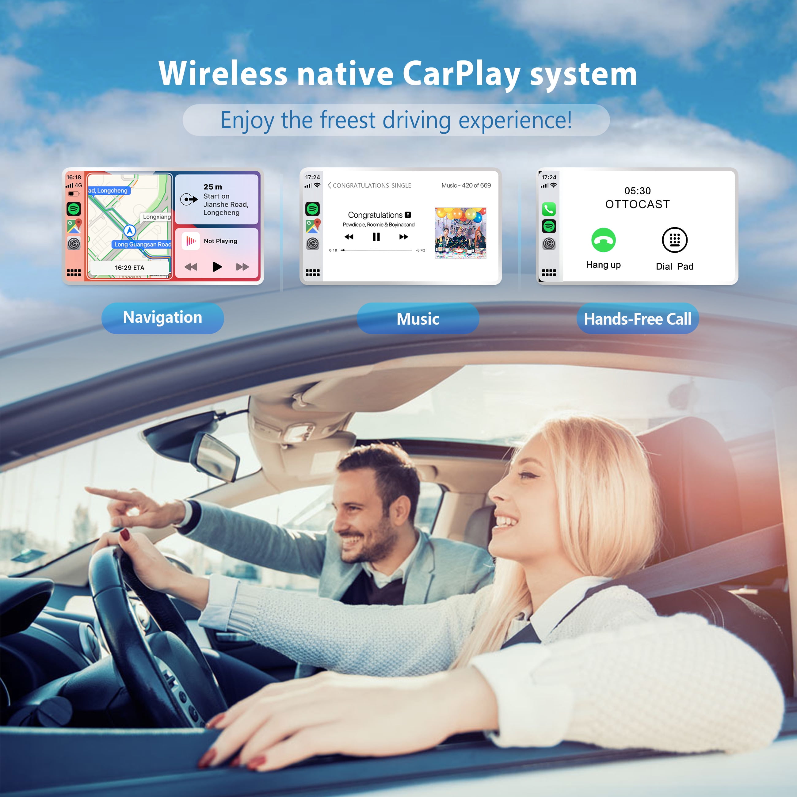 Buy OTTOCAST 2 in 1 Android Auto/CarPlay Wireless Adapter - Wired to Wireless  Apple CarPlay/andoid Dongle for Factory Wired CarPlay Car Adapter,  Play2Video (Black) Online at Best Prices in India - JioMart.