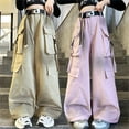 thumbnail image 4 of Otqutp Kids Girls Wide Leg Jeans 2025 Spring Summer and Autumn Children Retro Wide Leg Straight Pants Loose Casual Trousers(Khaki-B,12-13 Years), 4 of 8